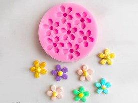 Molde silicona 7 flores 5 petalos finos 